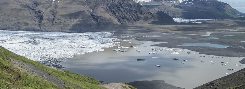 snow field approaching the ocean in Iceland