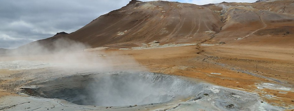 steam rising from volcanic crater in Iceland