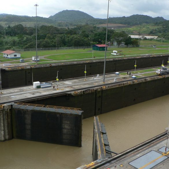 Ship passing through the Panama Canal