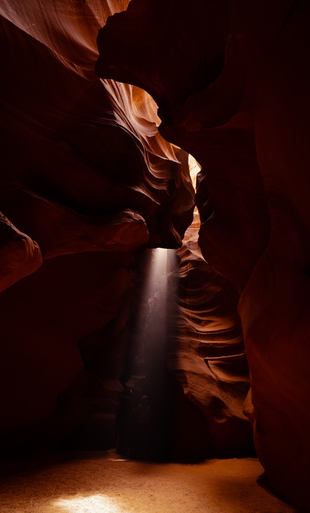 sunlight beam in narrow canyon