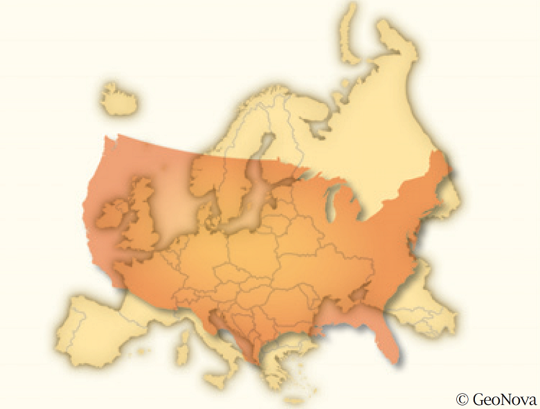 Area comparison map showing USA-Europe overlay