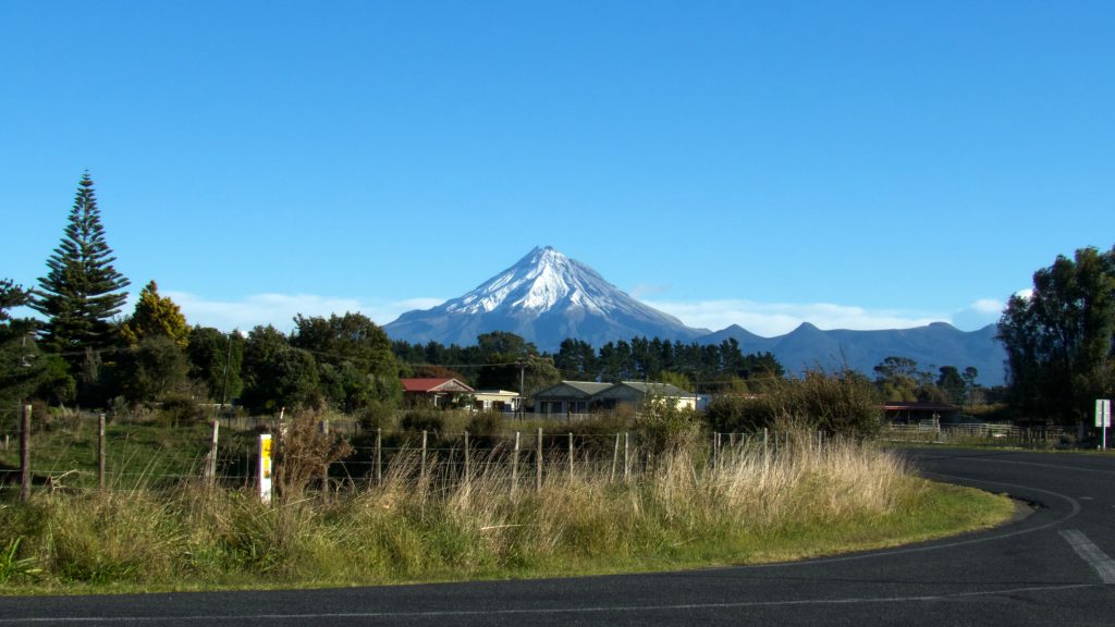 volcanic cone with snow