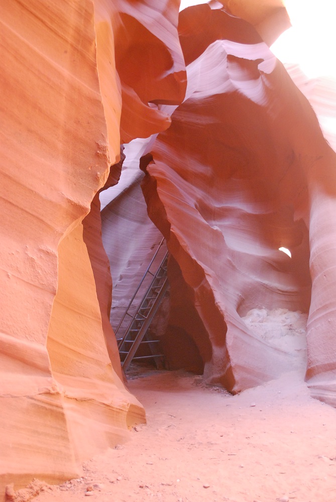 metal stairs in canyon