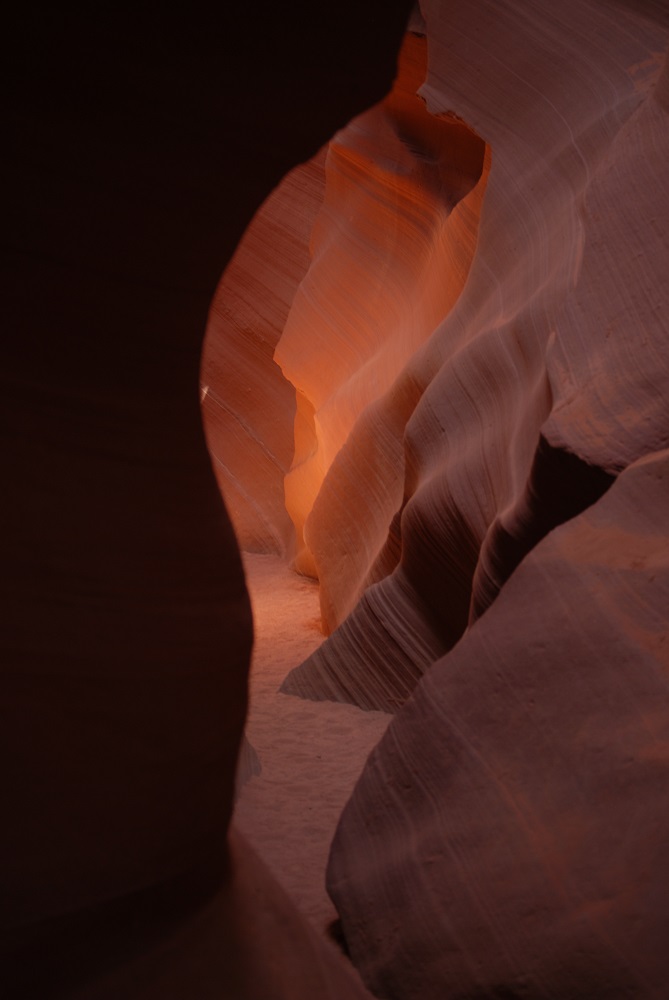 lit up orange canyon walls