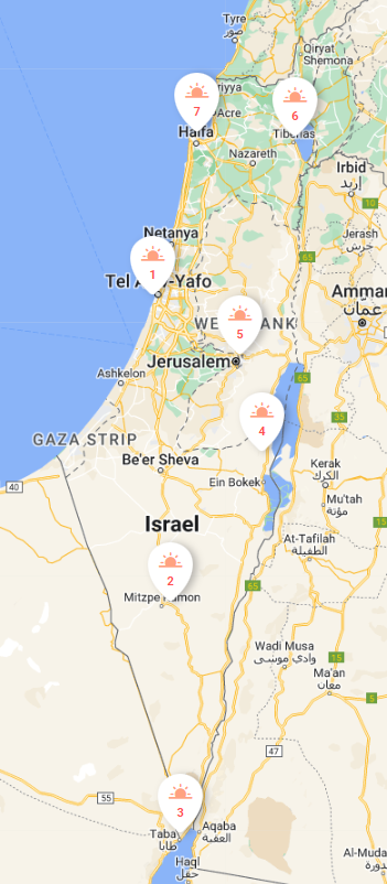 map of israel with points of interest